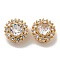 Brass Micro Pave Cubic Zirconia Beads, with Glass, Clear, Round, Real 18K Gold Plated, 11.5x7mm, Hole: 1.2mm