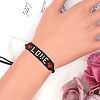 Glass Seed Wide Band With Word Love Heart Friendship Link Bracelet for Women BJEW-P269-12-3