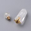 Faceted Natural Quartz Crystal Openable Perfume Bottle Pointed Pendants G-P435-D-03G-5