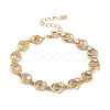 Rack Plating Brass Pave Clear Cubic Zirconia Flat Round Link Chain Bracelets for Women BJEW-R317-13G-1