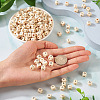 Kissitty 250Pcs 5 Styles Printed Natural Schima Wood Beads WOOD-KS0001-22-6