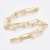 Brass Flat Oval Paperclip Chain Necklace Making MAK-S072-08A-G-2