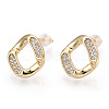 925 Sterling Silver Micro Pave Cubic Zirconia Twist Rhombus Stud Earrings STER-T004-22G-2