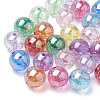 AB-Color Plated Transparent Acrylic Beads with Glitter Powder X-TACR-R136-03-1