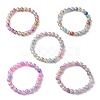 5Pcs 5 Color Crackle Glass Round Beaded Stretch Bracelets Set BJEW-JB09695-01-5