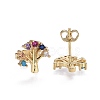 Brass Micro Pave Cubic Zirconia Stud Earrings EJEW-L224-31G-2