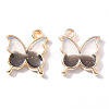 Light Gold Plated Alloy Enamel Pendants X-ENAM-R136-24D-2