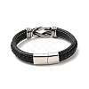 304 Stainless Steel Knot Link Bracelet with Magnetic Clasp BJEW-C021-26P-2