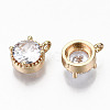 Brass Glass Rhinestone Charms GLAA-S179-32-RS-3