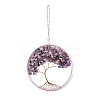 Wire Wrapped Chips Natural Amethyst Big Pendant Decorations HJEW-A005-07B-1