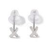 Anti-Tarnish Rhodium Plated Letter X 999 Fine Silver Stud Earrings for Women EJEW-S215-11P-2