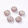Crystal AB Large Hole Rondelle Glass and Resin Rhinestone European Beads with Silver Color Brass Core X-MPDL-14D-27-1
