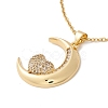 Clear Cubic Zirconia Crescent Moon and Heart Pendant Necklace NJEW-O125-29G-1