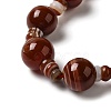 Natural Dyed & Heated Banded Agate 3-Hole Guru Bead Strands G-K149-55-3