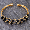 Brass Wire Wrap Cuff Bangle with Round Beaded BX4244-1