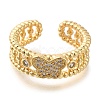 Rack Plating Brass Micro Pave Cubic Zirconia Open Cuff Rings for Women RJEW-S244-03G-B-2