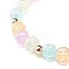 Candy Color Round Beaded Stretch Bracelet with Heart Unicorn Charm for Women BJEW-JB07636-04-6