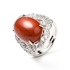 Natural Red Jasper Adjustable Rings RJEW-P043-04P-23-4