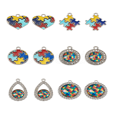 12Pcs 6 Style Zinc Alloy Enamel Pendants FIND-TA0001-63-1