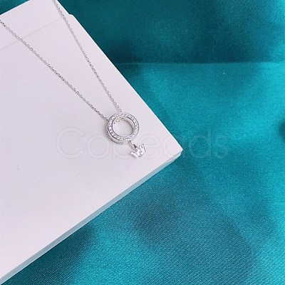 Rhodium Plated 925 Sterling Silver Pendant Necklaces NJEW-BB34953-1