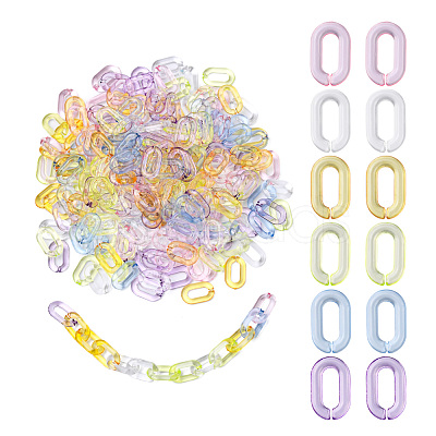 600Pcs 6 Colors Transparent Acrylic Linking Rings TACR-CJ0001-35-1