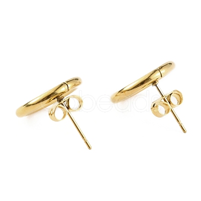 304 Stainless Steel Ring Stud Earrings for Woman EJEW-WH0270-51G-1