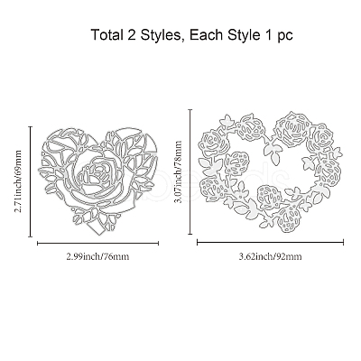 GLOBLELAND 2Pcs 2 Style Carbon Steel Cutting Dies Stencils DIY-DM0003-24-1