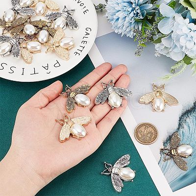 WADORN 12Pcs 3 Colors Zinc Alloy Bees Shoe Decorations FIND-WR0006-69-1