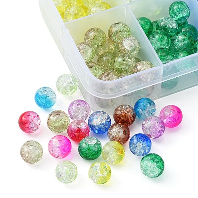 200Pcs 10 Colors Baking Painted Crackle Glass Bead Strands CCG-YW0001-17-1