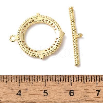 Brass Micro Pave Clear Cubic Zirconia Toggle Clasps KK-N254-79G-1