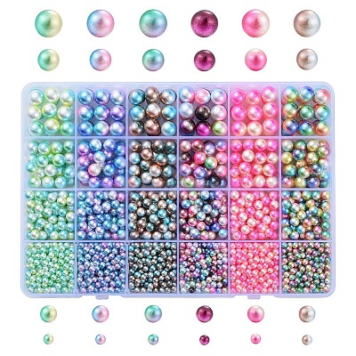 Rainbow Acrylic Imitation Pearl Beads OACR-YW0001-05-1