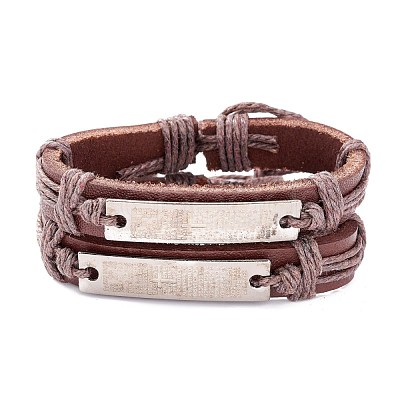 Leather Cord Bracelet for Men Women BJEW-C005-01B-1