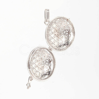 Hollow Brass Cage Pendants KK-K124-06P-NR-1