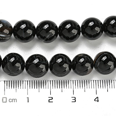 Natural Black Agate Beads Strands G-G391-10mm-01-1