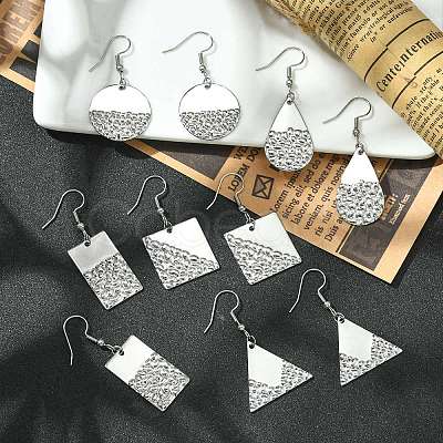 Non-Tarnish 304 Stainless Steel Geometry Dangle Earrings EJEW-JE05565-02-1