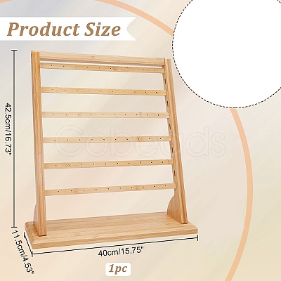 6-Tier Rectangle Wood Slant Back Earring Display Stands EDIS-WH0029-99-1