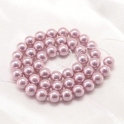 Round Shell Pearl Bead Strands BSHE-L011-8mm-A001-1