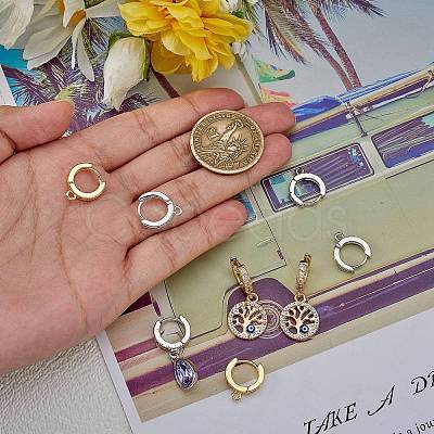 8Pcs 2 Colors Brass Huggie Hoop Earring Findings KK-SZ0005-36-1