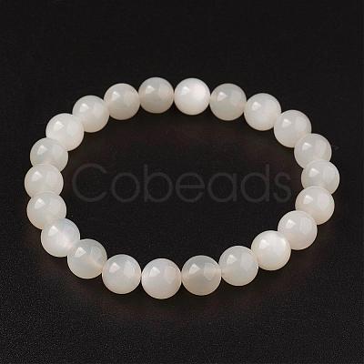 Natural White Moonstone Stretch Bracelets BJEW-JB02663-01-1