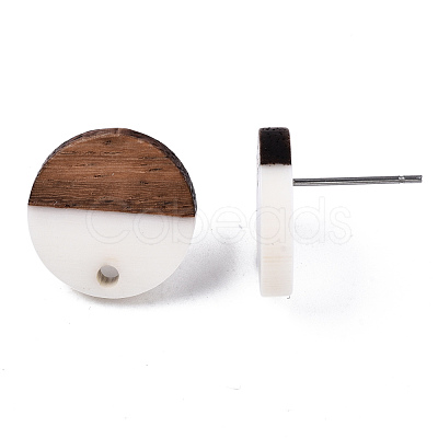 Opaque Resin & Walnut Wood Stud Earring Findings X-MAK-N032-008A-B06-1