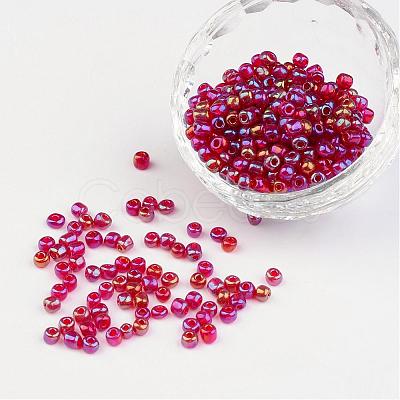 6/0 Transparent Rainbow Colours Round Glass Seed Beads X-SEED-A007-4mm-165B-1