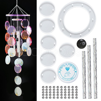 DIY Flat Round Wind Chime Making Kits DIY-P028-22-1