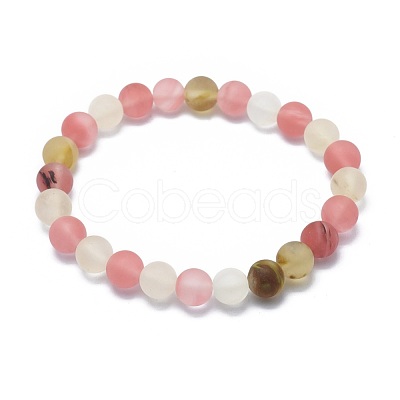 Frosted Tigerskin Glass Bead Stretch Bracelets X-BJEW-K212-B-016-1