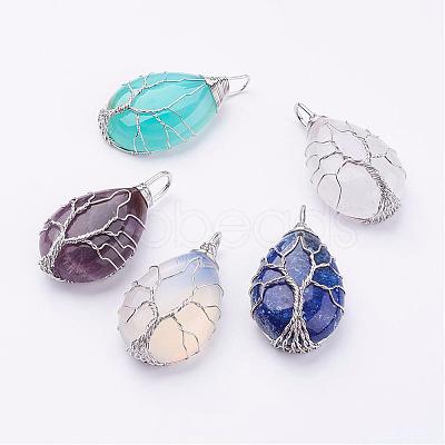 Natural & Synthetic Mixed Stone Pendants G-P269-M-P-1