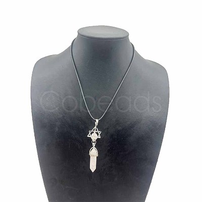 Natural Quartz Crystal Merkaba Star with Double Terminated Point Pendant Necklaces for Women KL5824-5-1