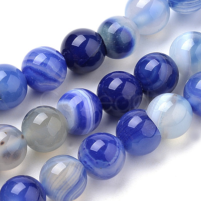 Natural Striped Agate/Banded Agate Beads Strands G-S259-04B-8mm-1