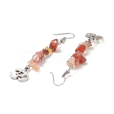 Natural Gemstone Chips Dangle Earrings EJEW-G336-01AS-1