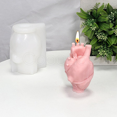 Heart(Organ) Shape DIY Candle Silicone Statue Molds CAND-PW0007-025-1