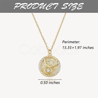 925 Sterling Silver 12 Constellation Necklace Gold Horoscope Zodiac Sign Necklace Round Astrology Pendant Necklace with Zircons Birthday Jewelry Gift for Women Men JN1089D-1