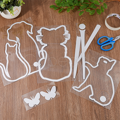 SUPERFINDINGS 3 Sets 3 Styles PET Cute Pet Waving Tail Wiper Stickers STIC-FH0001-08-1